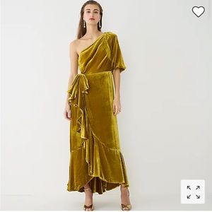 NWT JCrew One Shoulder Silk Velvet Dress